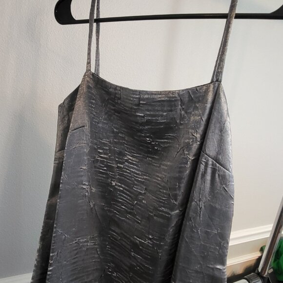 Handmade Satin Slip Dress Metallic Silver Boho Grunge Sz 4 - Picture 8 of 16